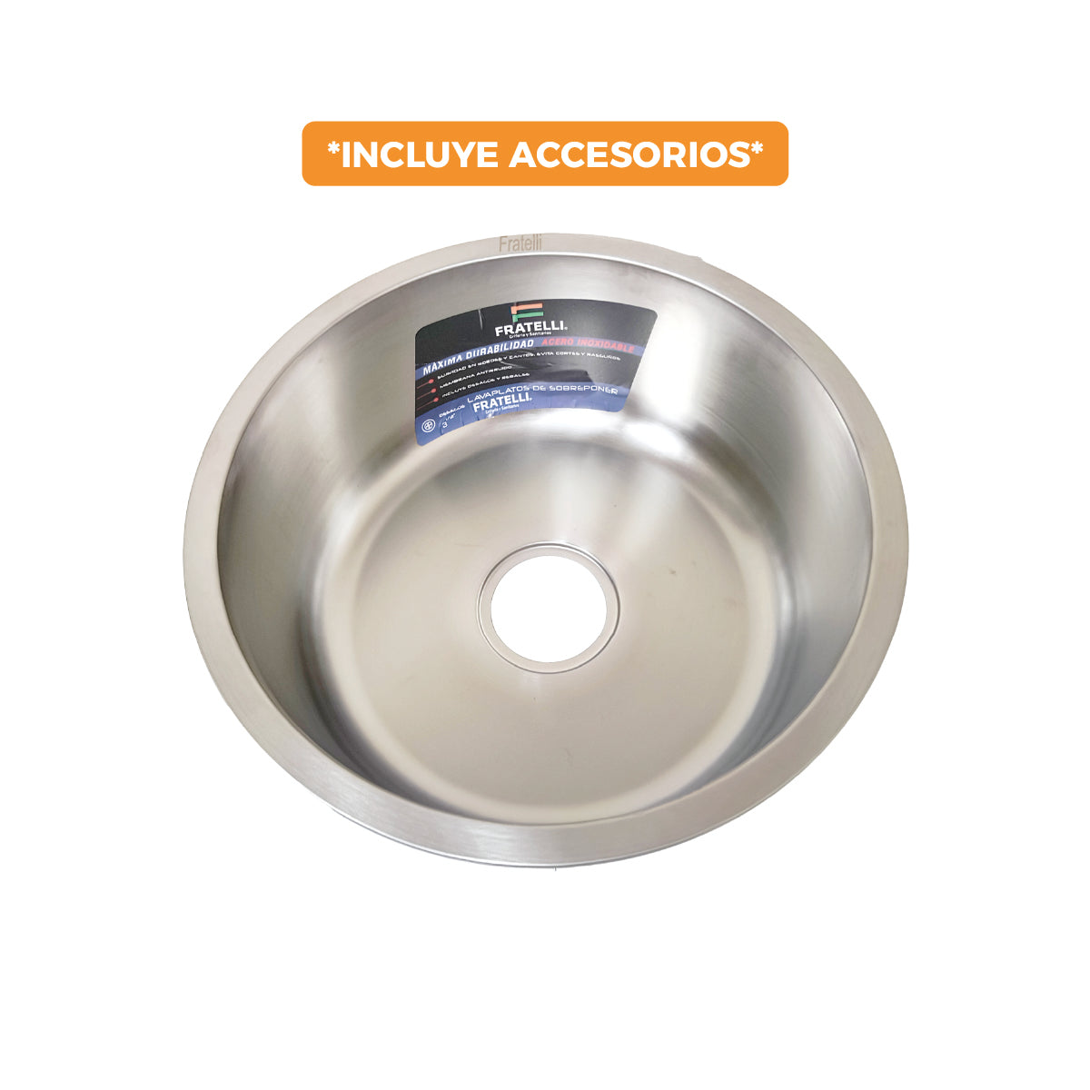 Lp-4242 Lavadero Premium (P) Circular Acero Inox. (Cr) 42X42X18 Cm. Fratelli